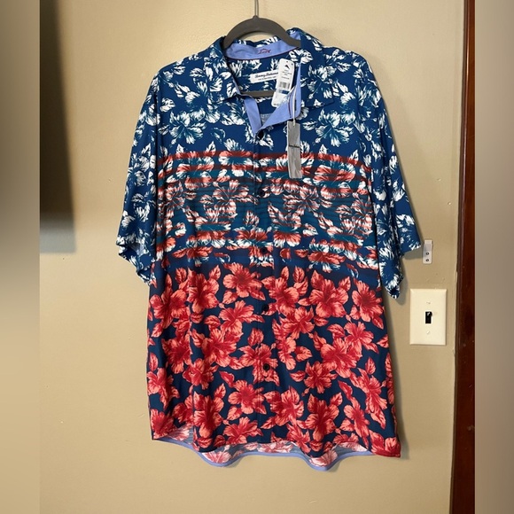 Tommy Bahama Americana Veracruz Cay Flora And Stripes Shirt NWT - Picture 2 of 7